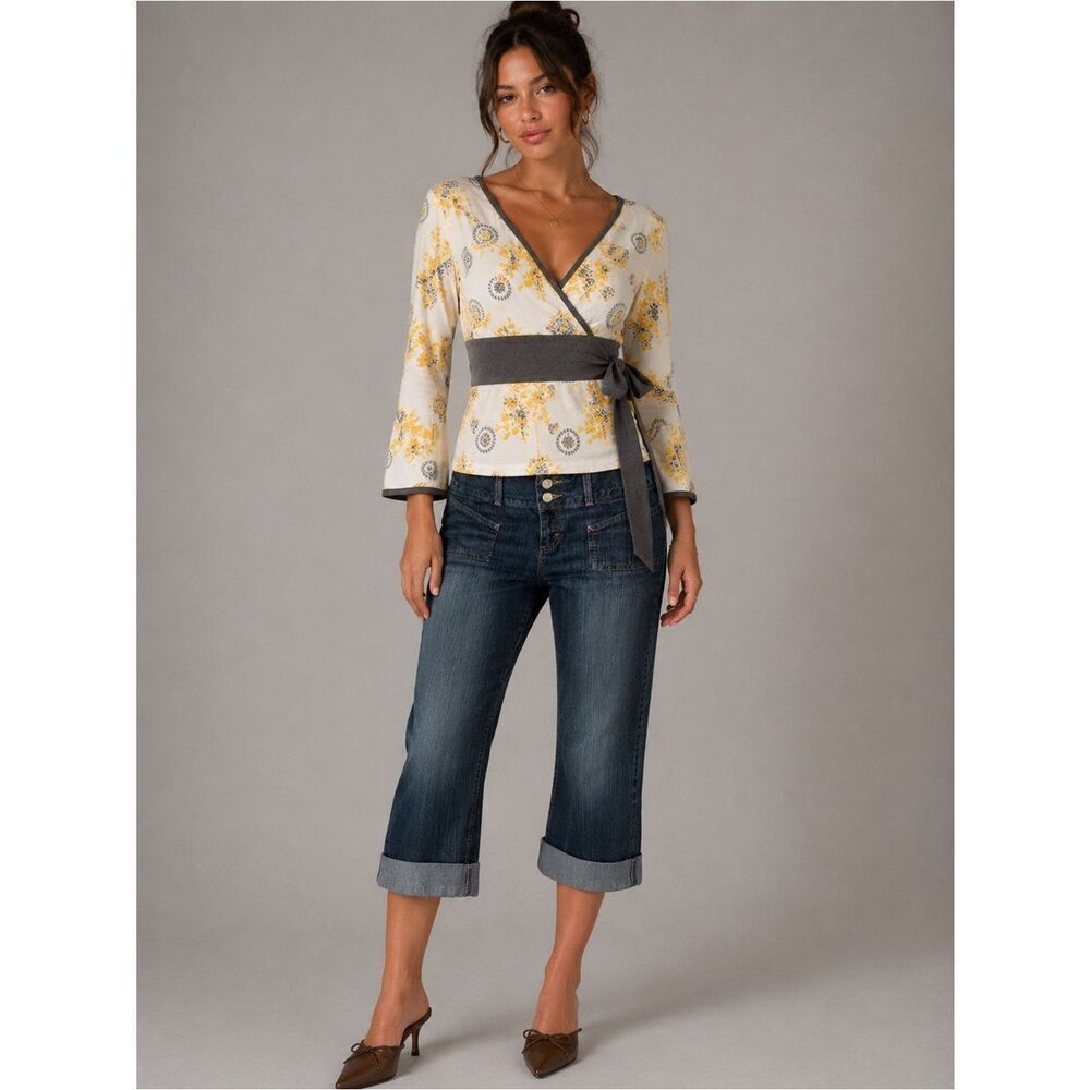 Mudd Dark Wash Blue Cropped Capris Cuffed Cotton Denim Y2K Jeans size 13